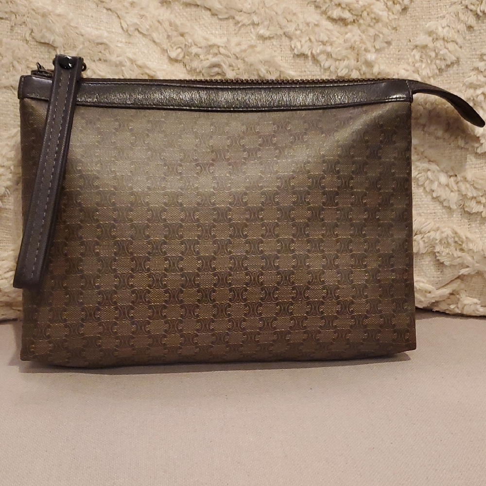 Celine Brown Leather Clutch Wristlet